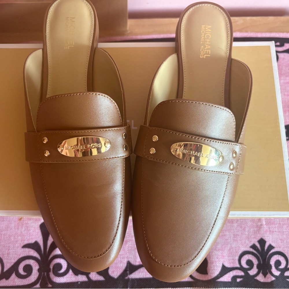 Michael Kors Tan Leather Mules